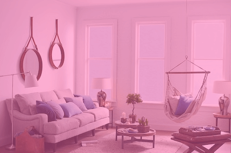 Image of living room in a hotpink color scheme