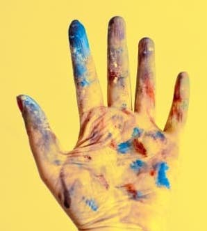 Original scale section of a painted hand